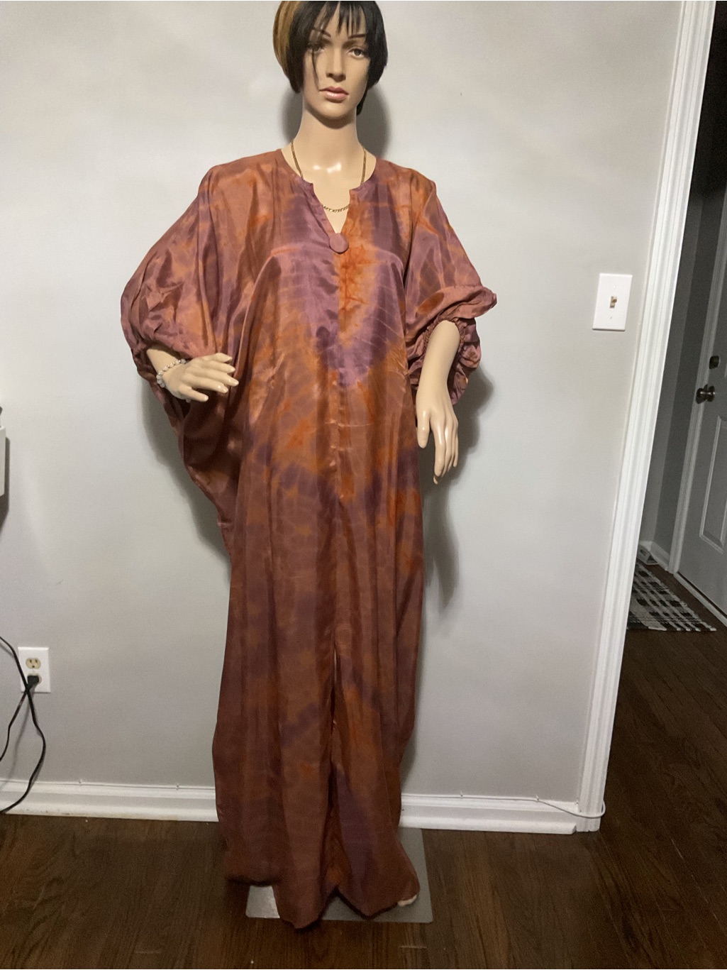 Tie-Dye Caftan Jumpsuit In Rust & Purple — image 2 of 4
